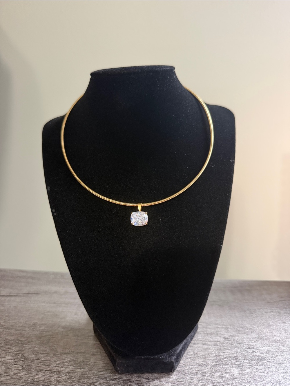 Gold Plated Stainless Steel Snake Chain Stone Pendant Necklace